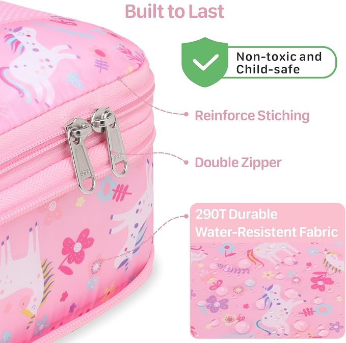 Kids Compression Packing Cubes - 4 PCS Travel Sets, Pink Unicorn | Water Resistant 4 Piece Set with Shoe Bag, Toddler Suitcase Organizer Set, Expandable Storage for Luggage - Image 6