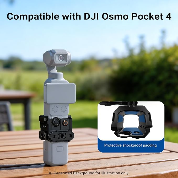 NEEWER Camera Cage Compatible with DJI Osmo Pocket 4P (4 Pro), Pocket 4, Xtra Muse, Protective Gimbal Camera Rig with Action Camera Accessories Mount Adapter & 1/4" Threads, No Assembly Needed, AC069 - Image 2