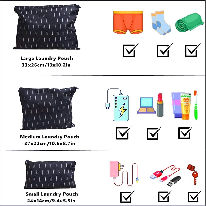 6 PCS Travel Suitcase Organizer Bags, Travel Organizer Packing Cubes Set Laundry Bags, Travel Clothes Storage Bag, Packing Organizer Compression Pouches for Traveller(Navy Blue Feather) - Image 3