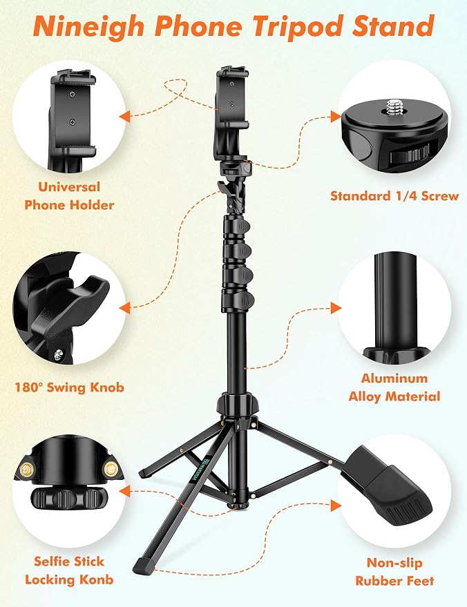 71" Tripod for iPhone, Phone Tripod Selfie Stick with Remote | Cell Phone Stand & Tall Travel Tripod for Recording Video Selfie Photo, Compatible with iPhone 17 16 15 14 Pro Max 13 Android - Image 7
