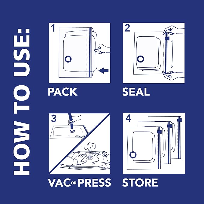Hefty Shrink-Pak Vacuum Storage Bags - Space Saver for Under Bed Storage, Clothing and Comforters, Odor Resistant, 3X More Storage Space - 3 Large, 3 XL Bags - Image 6
