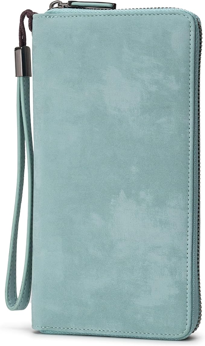 Bveyzi Women RFID Blocking Wallet Leather Zip Around Phone Clutch Large Capacity Ladies Travel Purse Wristlet by Bveyzi