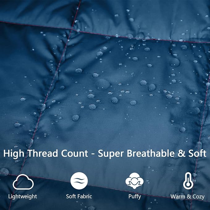 Mini Camping Blanket,Lightweight Puffy Blanket Packable Down Alternative Throw Blanket Waterproof Windproof for Outdoors, Travel, Beach, Airplane, Hiking - Image 2