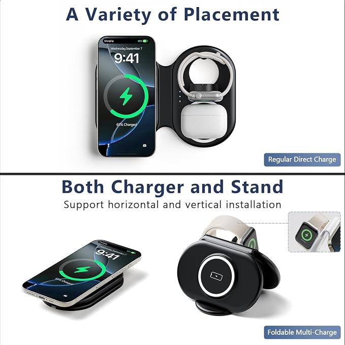 2026 Traveling Portable Wireless Mag-Safe Fast Charging Station | Magnetic 3 in 1 Charger for iPhone 17 16 15 14 13 12 Pro Max Plus,Apple Watch Series & Air pods 4 3 2 Pro-Gifts for Family - Image 8
