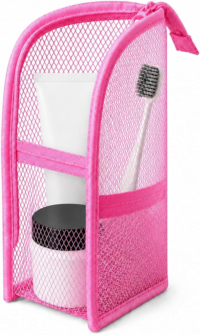 Standing Toiletry Bag for Travel & Gym – Lightweight Waterproof Travel Makeup Bag Organizer, Self-Standing Portable Toiletry Pouch for Weekend Trips Business Daily Use,Pink by Unknown