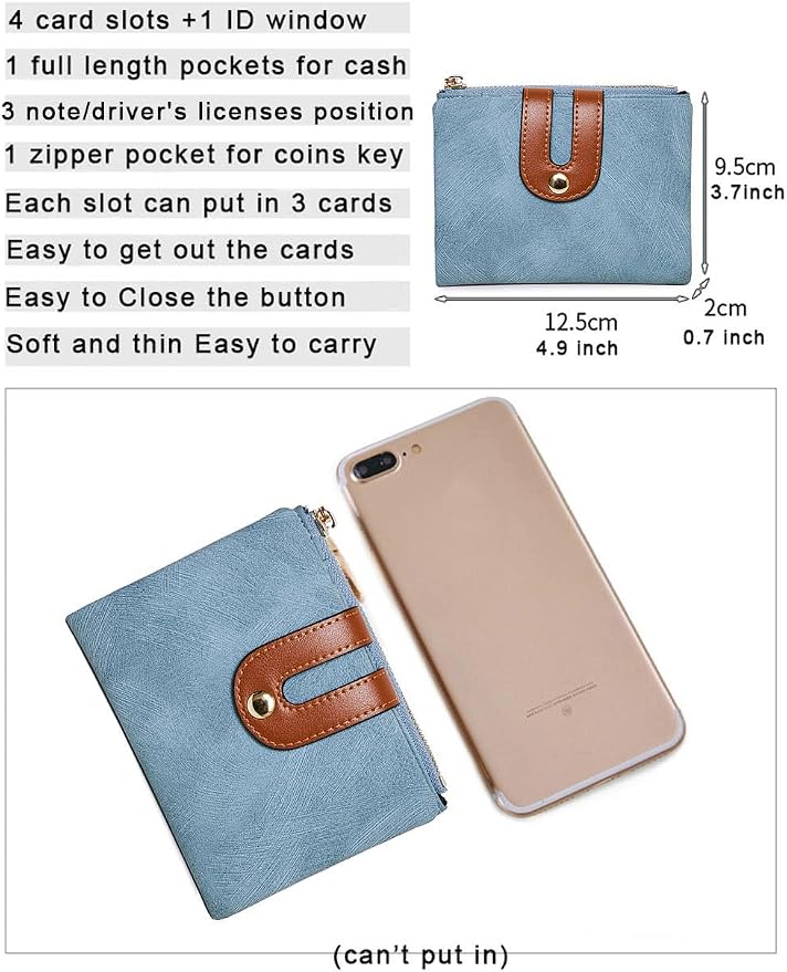AOXONEL Women's Rfid Small Bifold Leather Wallet Ladies Mini Zipper Coin Purse id card Pocket,Slim Compact Thin - Image 6
