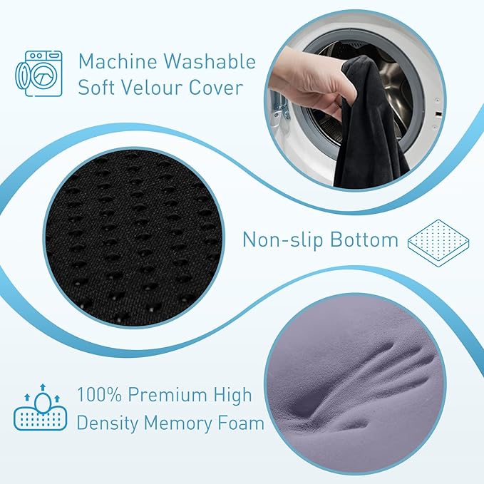 BlissTrends Extra Thick Seat Cushion for Office Chair & Car Seat, Black | Tailbone & Sciatica Relief, Ergonomic Support, High-Density Memory Foam, Comfort for Extended Sitting - Image 3