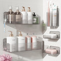 Nieifi Adhesive Shower Shelves, Gray, 5 Pieces | Rustproof ABS, Large Capacity, Removable Design, Easy-Clean, No Drilling Shower Organizer for Bathroom Storage & Home Decor by Nieifi