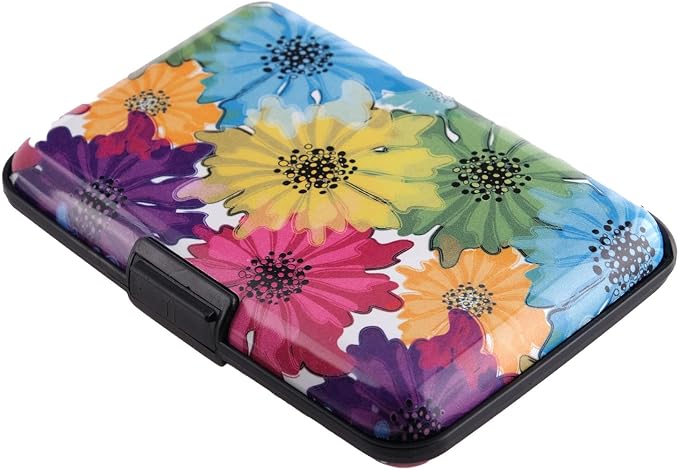 RFID Blocking Credit Card Holder for Men Women - Stylish Travel Wallet - Best protection for Bank Debit, ID, ATM, Cards against Scanning Criminals (colorful flowers) by BOHONG