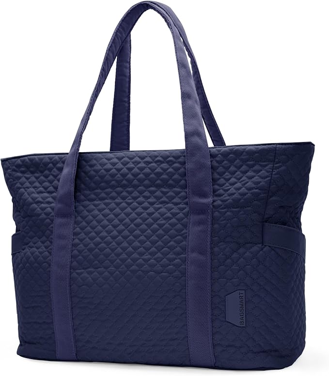 BAGSMART Crush Tote Bag for Women, 20L Puffer Work Tote with Zipper, Travel Essentials Quilted Nurse Hospital Bag by BAGSMART