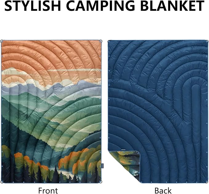Puffy Camping Blanket,Large Camp Blanket Outdoor Camping Quilt Waterproof | Lightweight Printed Warm Packable Down Alternative Blanket for Camping,Traveling, Stadium, Hiking, Picnics - Image 2