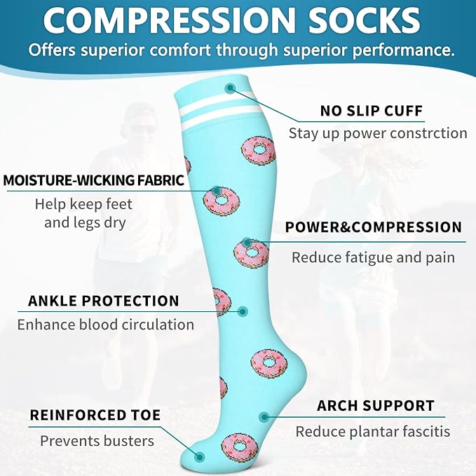 6 Pack Copper Compression Socks for Women and Men Circulation-Best Support for Medical,Running,Nursing,Athletic - Image 5