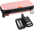 Pink Double-Layer Hard Carrying Case,Travel Pouch for Women | Portable Electronics Organizer Travel Pouch for Girls, Roomy Zipper Tech Bag for Charger, Phone, Power Bank, Cable & Cord by GLCON