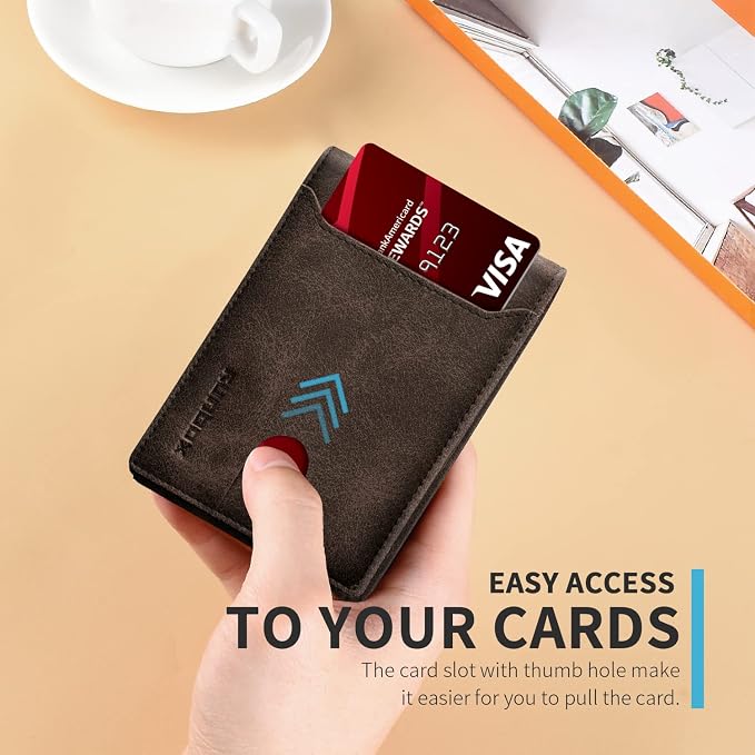 RUNBOX Wallet for Men, Slim Leather Bifold, RFID Blocking Card Holder | Minimalist Front Pocket Design, Credit Card Organizer, Holds 11 Cards, Large Capacity, Thin Profile, Birthday Gifts for Men - Image 5