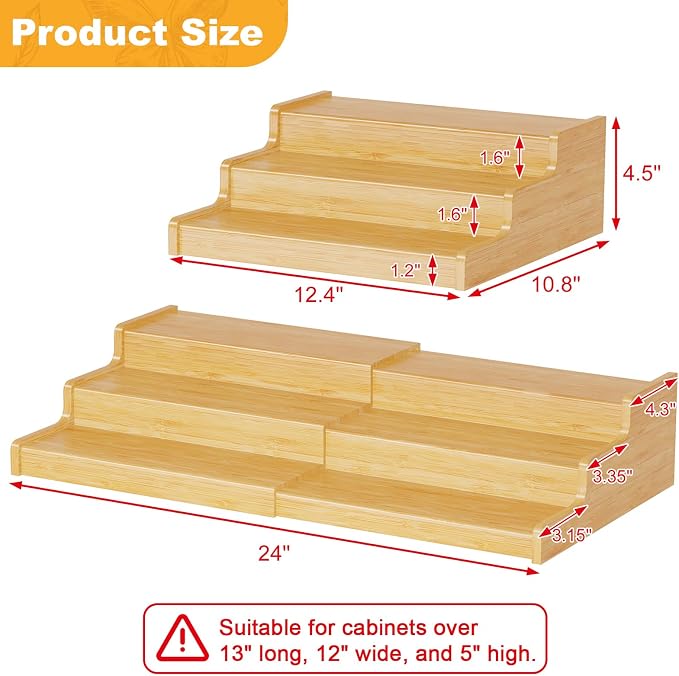 Expandable Bamboo Can Display Organizer for Pantry, 3-Tier Can Storage | Easy-Access Adjustable Can Shelf for Cabinets, Storage for Canned Goods & Soda Cans, Holds Up to 24 Cans (Patent Pending) - Image 6