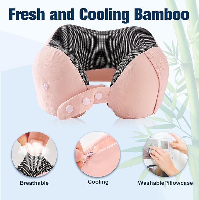 Cirorld Neck Pillow for Traveling, Travel Pillows for Airplanes,100% Pure Memory Foam Travel Neck Pillow, Adjustable Flight Pillow, Portable Plane Accessories with Eye Mask, Earplugs, Carry Bag - Image 5