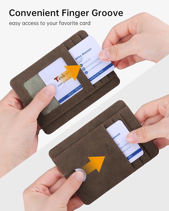 Teskyer Slim Minimalist Wallet for Men, RFID Front Pocket Card Holder | Ultra Slim Front Pocket Design, 8 Card Slots, RFID Protection, Smooth Faux Leather for Everyday Carry - Image 6