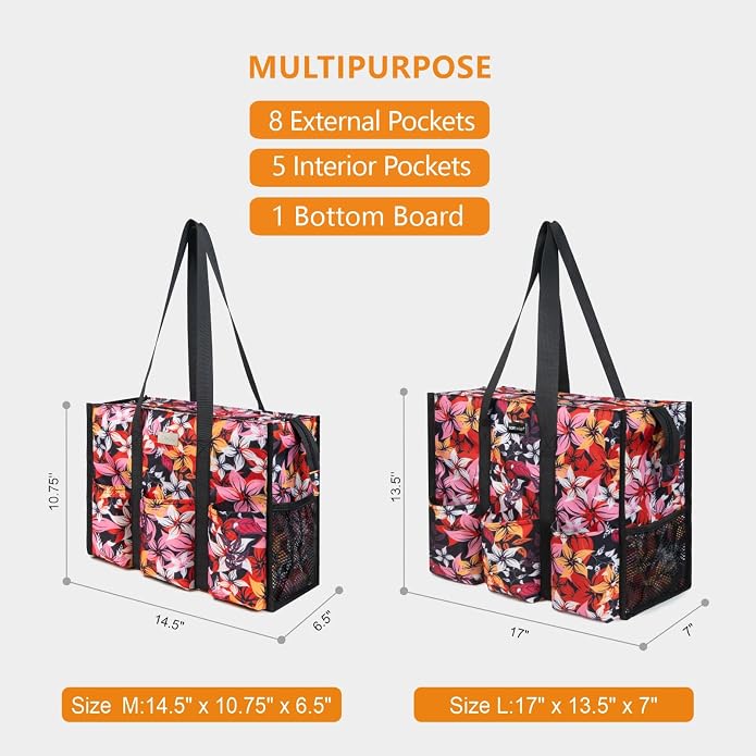 TOPDesign Utility Water Resistant Tote Bag with 13 Pockets, Top Zipper Closure & Thick Bottom Support, for Working Women - Image 2