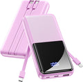 CFIAI Portable Charger 15000mAh Slim Power Bank with Built in Cables | 22.5W Fast Charge, Travel Essential, 50% Larger Capacity USB C Battery Pack for iPhone Samsung Android, Lavender by CFIAI