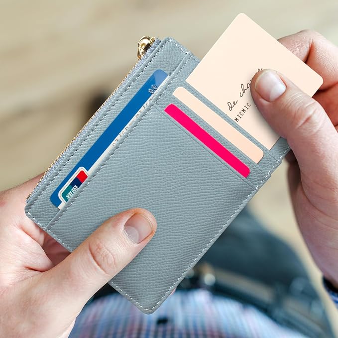 Valentoria Slim RFID Blocking Card Holder Small Pocket Wallet Keychian Zipper Coin Purse Mini Cash & Coin & Cards Case for Women Men | Slim - Image 4