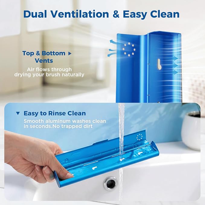 Toothbrush Travel Case Aluminum, Portable Toothbrush Holders Travel, Manual Toothbrush Case Container for Traveling, Bathroom, Camping, Business Trip-1Pack Blue - Image 4