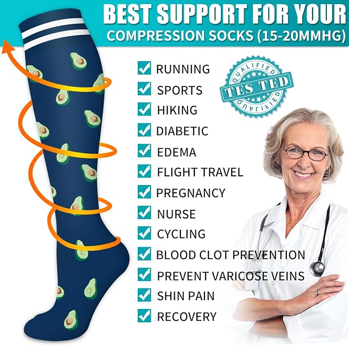 Copper Compression Socks for Women & Men (6 pairs) - Best Support for Nurses, Running, Hiking, Recovery - Image 5