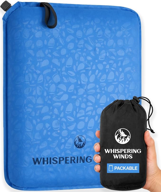 Whispering Winds Inflatable Seat Cushion | Comfortable & Packable Blow-up Foam Pad for Airplane Travel, Stadium Outdoors, Camping, Car & More by WhisperingWinds