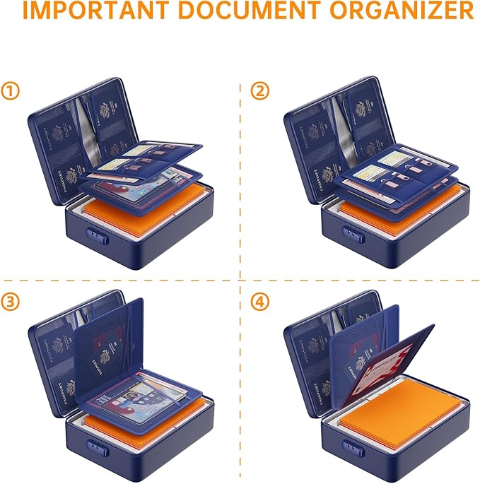 DocSafe 5200°F Fireproof Document Organizer Box with Lock, Blue (Soft) | Heat Insulated 8 Layers File Protection Bag,Water-Resistant Zipper,Portable Home Office Travel Safe Storage for Files,Laptop - Image 5
