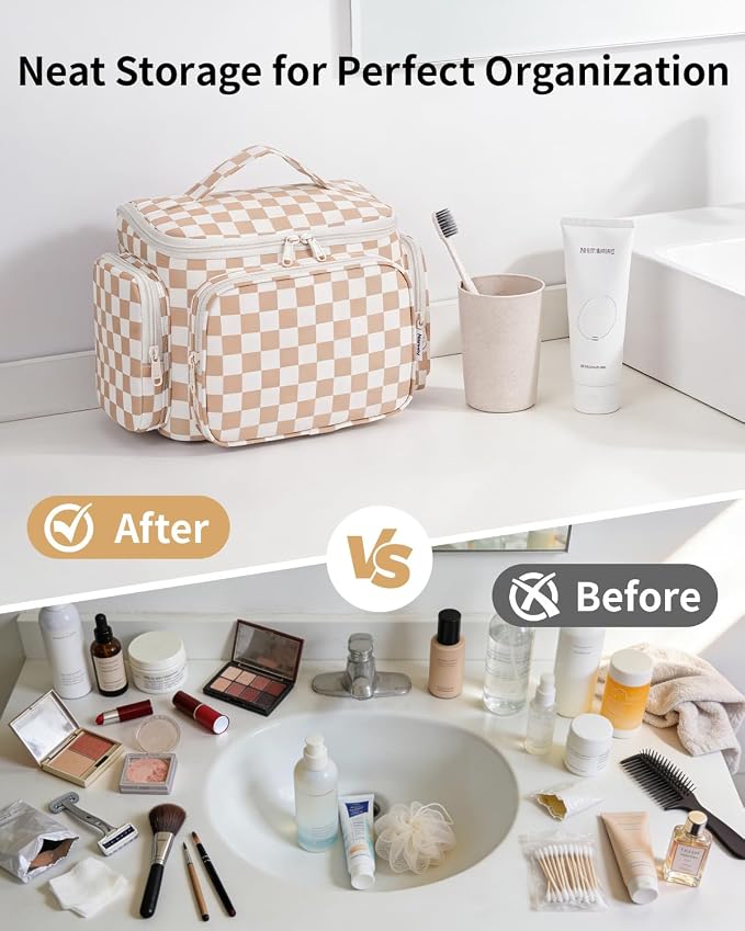 Narwey Hanging Travel Toiletry Bag for Women, Large Makeup Cosmetic Bag | Wide Open, Organized Pocket, Dry Wet Separation, Portable Bathroom Travel Bag for Full Size Toiletries, Vivid Pattern, Gifts - Image 8