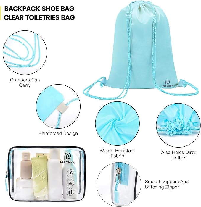 PFEYRPK Lightweight Compression Packing Cubes for Suitcases, Compressible Expandable Travel Packing Organizer with Clear Toiletries and Backpack Bag, Travel Essentials for Carry on Luggage 7 Set - Image 5