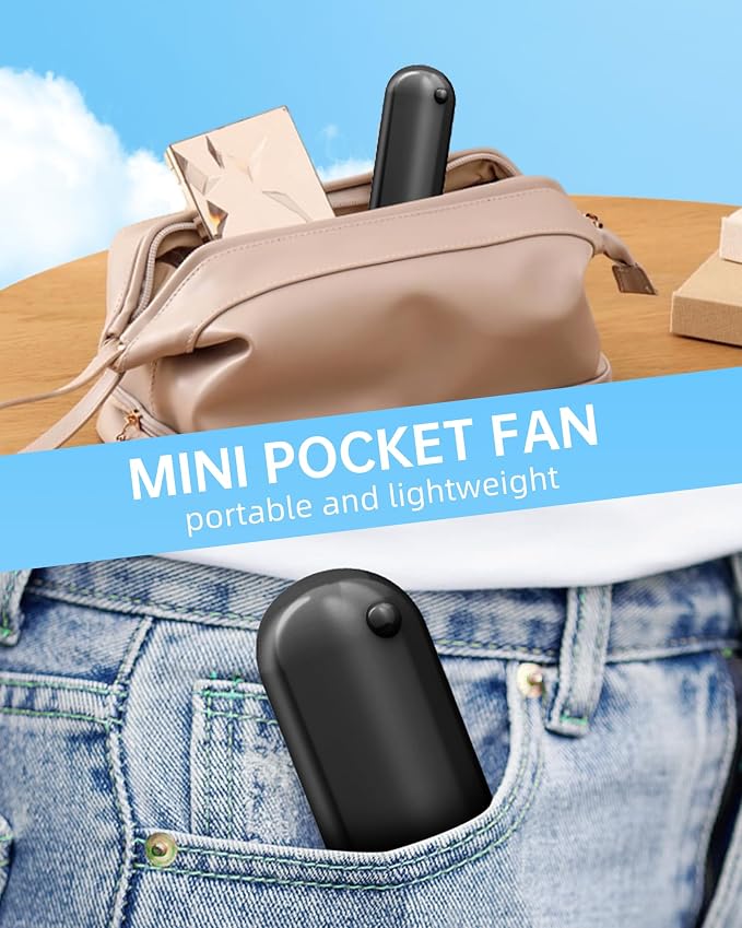 Mini Handheld Fan, Portable Hand Fan with USB Rechargeable, 2000 mAh Battery Operated, 3 Speeds Adjustable, 2 IN 1 Small Personal Pocket Fan for Women Girls Travel Outdoor - Image 5