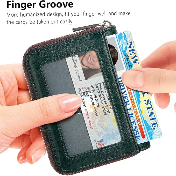 FurArt Zipper Wallet Women RFID Credit Card Holder keychain Wallet | ID Window RFID Blocking Compact Small business 15/16 slots - Image 2