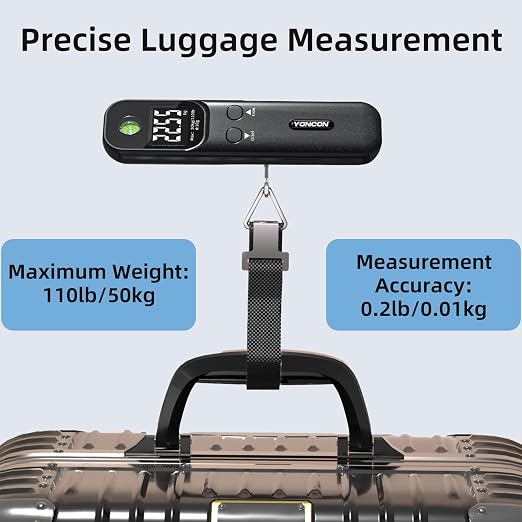 Luggage Scale - 110lb Digital Suitcase Weight Scale with LCD Display, 3 Units (lb/kg/oz) and Tare Function, Portable Travel Essentials for Backpacks, Packages and Outdoor Gear (Black) - Image 5