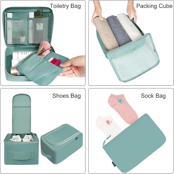 BAGAIL 8 Set Packing Cubes Luggage Packing Organizers for Travel Accessories-Dusty Blue - Image 3