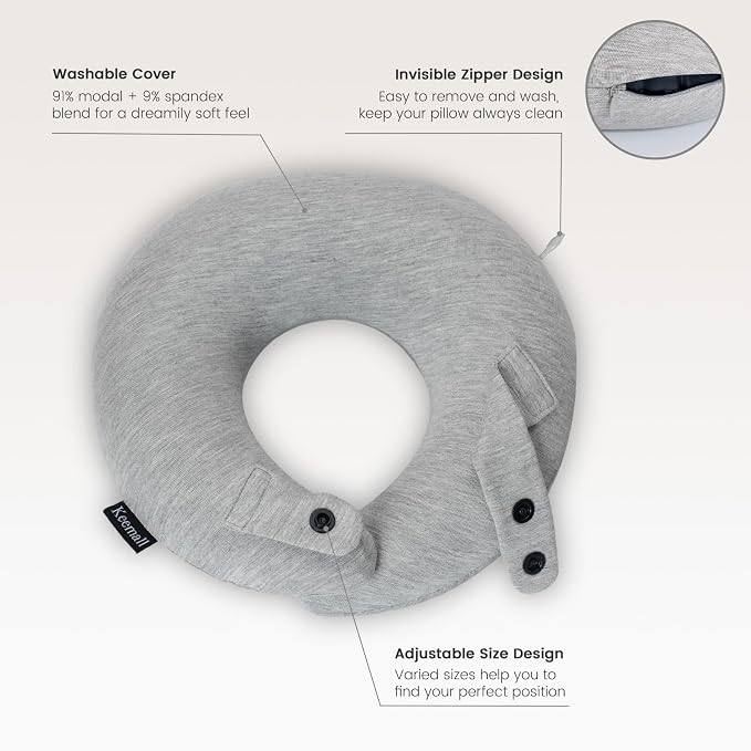 Keemall Portable Inflatable Travel Neck Pillow Flight & Airplane Essentials | 3rd Generation Air-Filled Headrest, Double Comfort, Includes Separate Storage Bag for Business Traveling & Long Flight - Image 3