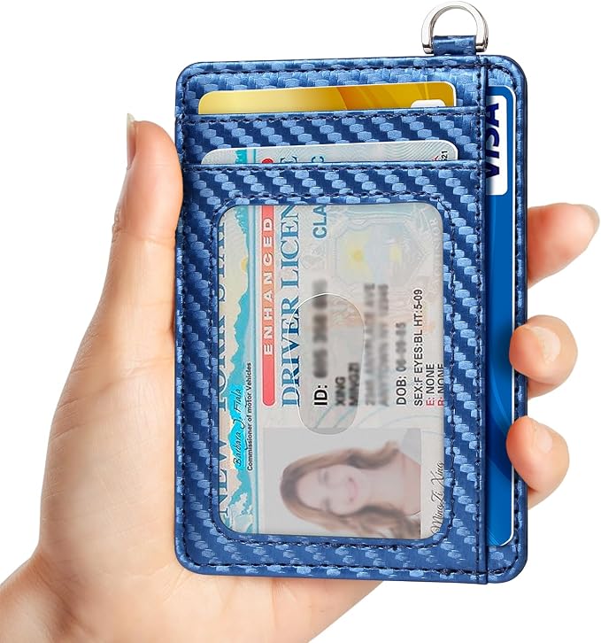 Slim Minimalist Front Pocket Wallet, RFID Blocking Credit Card Holder Wallet with Detachable D-Shackle for Men Women - Image 2