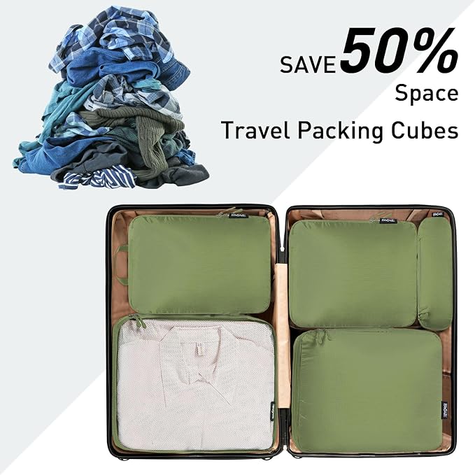 Bagail Ultralight Compression Cubes 7 Set - 3 Packing Cubes, 3 Organizers, and 1 Shoe Bag - Image 5