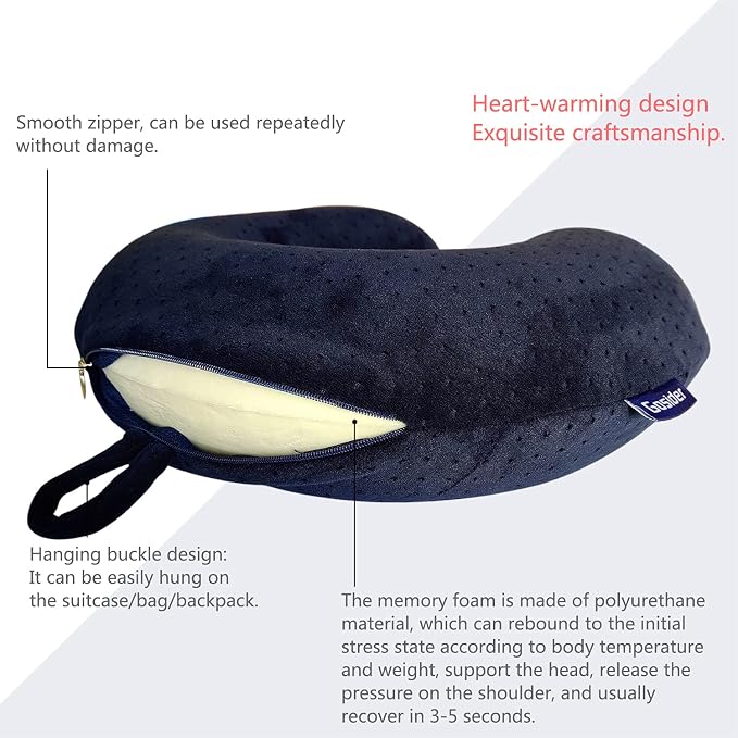 Memory Foam Travel Pillow, Comfortable Travel Neck Pillow U Shape, Support Neck and Head to Relieve Fatigue, Portable Neck Pillow Suitable for Planes, Trains, Self-Driving Cars - Image 4