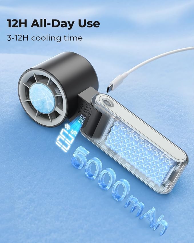 MORECORE Portable Handheld Fan with Ice Cooler, [Instant Chill to 50℉], Gifts for Men Mom Women Grandma Girl Her Hot Flash, 5000mAh Portable Cooling Fan, Camping/Cruise/Travel Essentials 2026 - Image 7