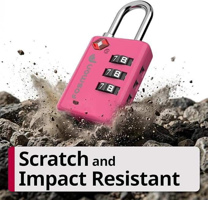 Fosmon TSA Approved Pink Locks for Luggage. Cute Locker Suitcase Lock with Open Alert Indicator, 3 Digit Combination Padlock with Alloy Body for Travel, Backpack Zipper Anti Theft, Gym, Women- 2 Pack - Image 6
