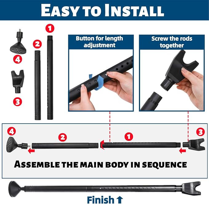 2 Pack Door Security Bars, Anti-Slip Sliding Patio Bar | 2-in-1 Heavy Duty Door Stoppers, Adjustable Jammer Barricade Security Door Lock Bar for Apartment, Home, Travel, Hotel Room - Image 3