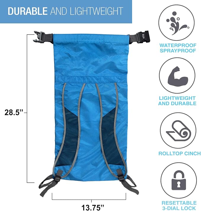 Lewis N. Clark WaterSeals Locking Backpack | Waterproof Bag | Anti-Theft Combination Lock | For Men & Women | Teal - Image 5