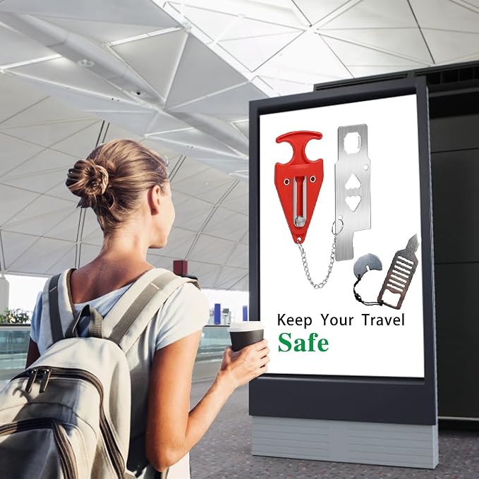 2 Pack Portable Door Lock for Travel - Improved Security Device for Hotel, Apartment - Perfect for Traveling (Two Kinds of Doorstops) - Image 3