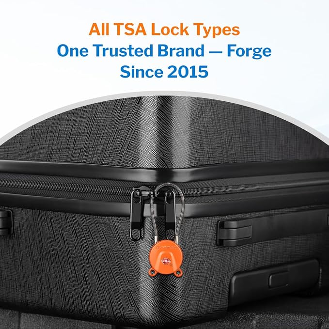 Forge TSA Approved Luggage Locks Ultra-Secure Dimple Key Cable Locks for Travel with Zinc Alloy Body- 2 Orange Locks - Image 8