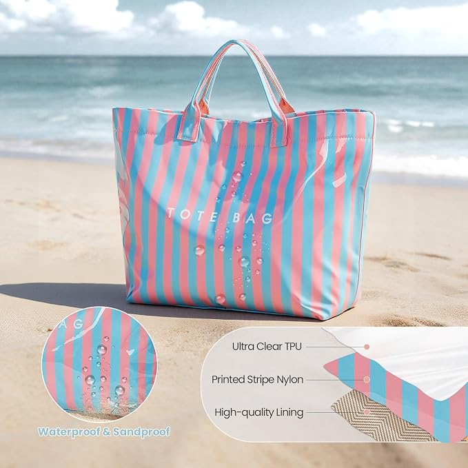 Lushandy PVC Tote Bag for Women Jelly Beach Bag Top Handle Hobo Handbag | Water-Resistant, Wipe Clean, Lightweight - Image 3