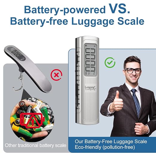 Battery-Free Digital Luggage Scale, 110lbs/50kg Portable Handheld Hanging Scale for Luggages, Suitcases, Backpacks & Bags, Easy Weighing for Travel, No Need Batteries (Champagne) - Image 2