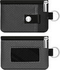 Minimalist RFID Blocking Small Wallet with ID Window,WaterResistant Zip Id Case Wallet with Lanyard Keychain for Cards,Cash,Travel,Women,Men (DarkGrey/Black) by CCUMI