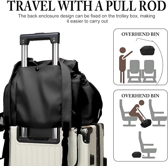 Expandable Shoulder Bag | Water Resistant, Foldable Carry On, Reinforced Zipper, Extended Shoulder Strap, Multi-purpose Gym Sports Weekend Crossbody - Image 7