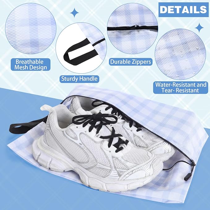 6 Pcs Travel Shoe Bags with Zipper Nylon Portable Waterproof Suitcase Shoe Organizer Packing for Golf(L,Fresh Color) - Image 3