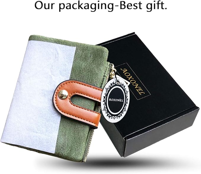 AOXONEL Women's Rfid Small Bifold Leather Wallet Ladies Mini Zipper Coin Purse id card Pocket,Slim Compact Thin - Image 7